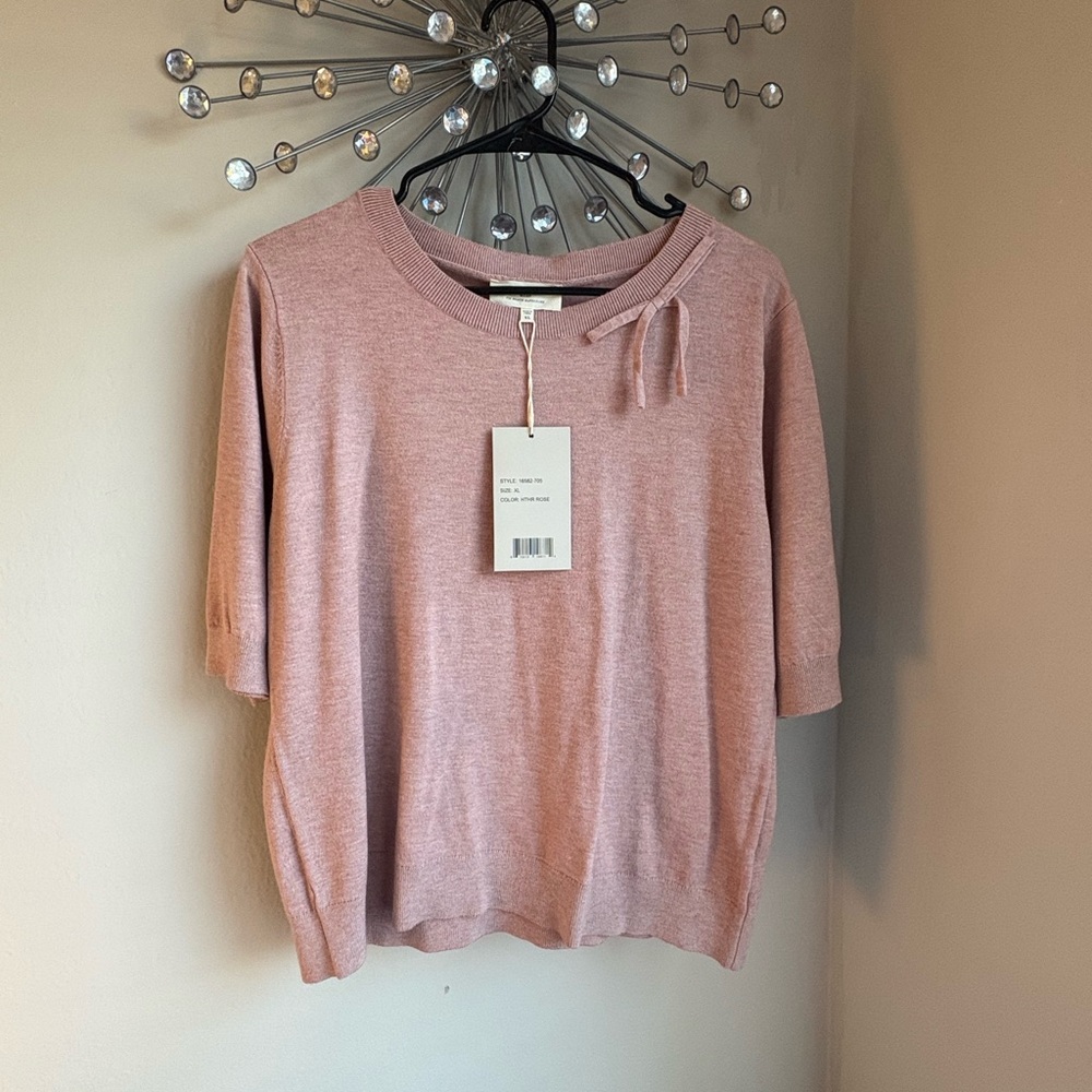 Pink Knit Top with Bow Detail